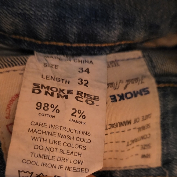 Smoke Rise Men's Distrwssed Blue Denim Jeans 34x32 - Picture 4 of 12